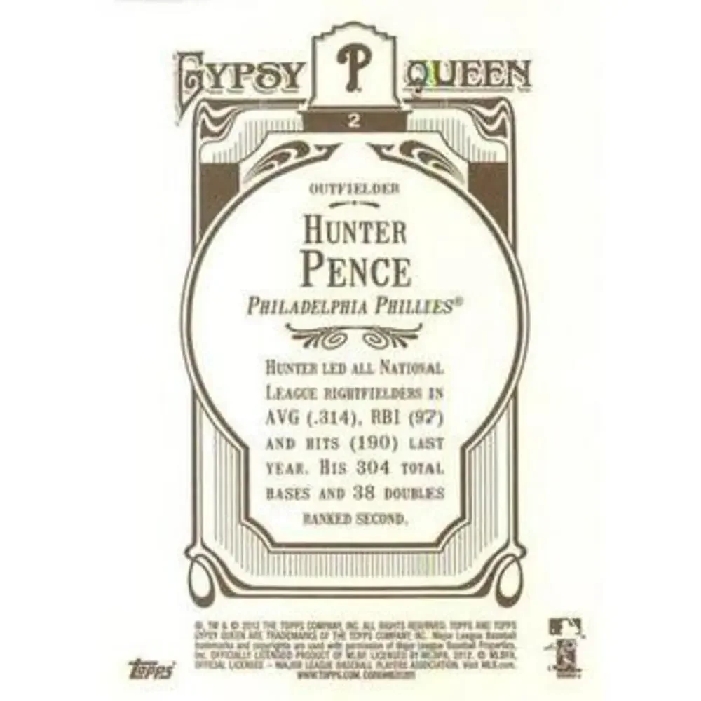 2012 Topps Gypsy Queen Hunter Pence # 2 Philadelphia Phillies